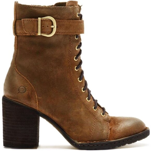 BORN CASS SUEDE BLOCK HEEL BOOT RUST - Picture 1 of 10